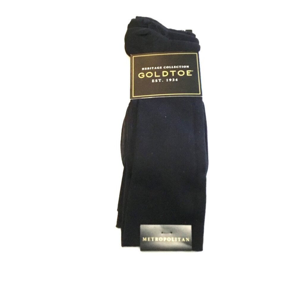 Gold Toe Black Moisture Control Rib Dress Crew Socks 3 Pack New With Tags